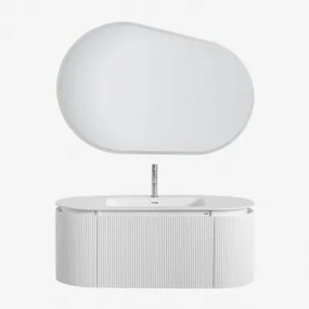 Carsone Houten Badkamermeubelset Met Geïntegreerde Wastafel Wit & Zonder Extra Eenheid & Ovaal Led En Anticondens 120x80 Cm Riben - Sklum