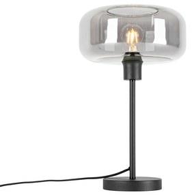 Art Deco tafellamp zwart met smoke glas - Bizle Art Deco E27 rond Binnenverlichting Lamp