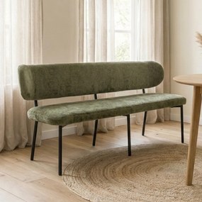 Eetkamerbank Groen Stof Met Rugleuning 155 Cm