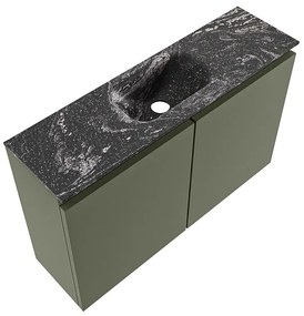 Mondiaz Ture DLux toiletmeubel 80cm army met wastafel lava midden zonder kraangat