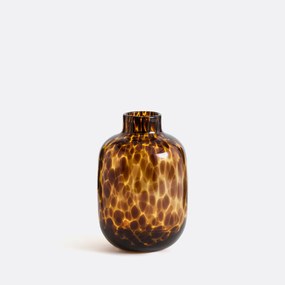 Vaas in amberkleurig glas H18 cm, Fauvita