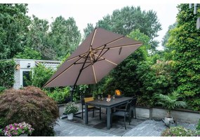 Garden Impressions Hawaii zweefparasol Lumen LED 300x300 cm - zand