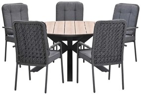 Garden Impressions Aleria tuinset 6-delig - Tulli tuintafel Ø148x75 cm - light teak vironwood