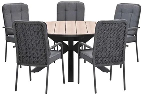 Garden Impressions Aleria tuinset 6-delig - Tulli tuintafel Ø148x75 cm - light teak vironwood