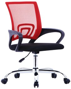 vidaXL Kantoorstoel met mesh rugleuning stof rood