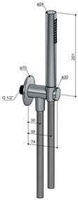 Hotbath ACE handdouche met wanduitlaat en doucheslang nikkel geborsteld
