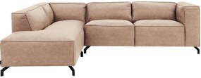 Goossens Bank Calvin beige, micro leer, 2,5-zits, modern design met ligelement links