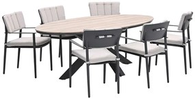 Garden Impressions Dane tuinset 7-delig - Tulli tuintafel 220x115xH75 cm - light teak vironwood