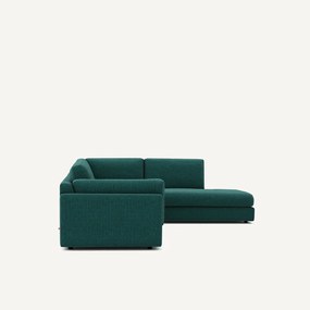 Hoekslaapbank met longchair, in gespikkeld canvas, CÉSAR