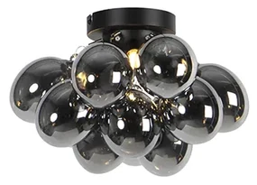 Smart plafondlamp met dimmer zwart met smoke glas 3-lichts incl. 3 Wifi G9 - Uvas Design G9 bol / globe / rond rond Binnenverlichting Lamp