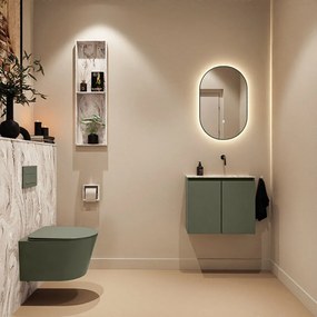 Mondiaz Ture DLux toiletmeubel 60cm army met wastafel glace rechts zonder kraangat