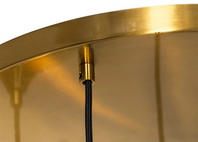 Art Deco Hanglamp messing met blauw glas rond 7-lichts - Sandra