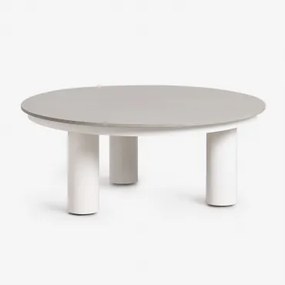 Ronde Tuintafel Ø80 Cm In Gesinterde Steen En Aluminium Umeko Grijs - Sklum