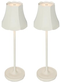 Buitenlamp met dimmer LED Set van 2 Retro tafellamp met dimmeren off-white oplaadbaar IP44 - Granny Retro IP44 Buitenverlichting Lamp