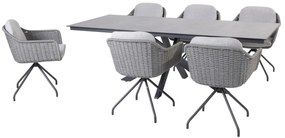 4 Seasons Outdoor Focus dining set silvergrey met Minerva tafel HPL blad dark grey 220 cm  Tuinset    antraciet weerbestendig