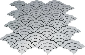 Zelfklevende Mozaïektegels Metaal | Waaier Zilver | 26,8×28,1 cm | Keuken, Bad &amp; WC