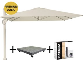 Beaufort premium zweefparasol 320x320 cm Champagne met parasolvoet 120kg en hoes