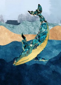 Ilustratie Artistic painting with abstract golden whale., Luzhi Li
