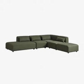 4-delige Modulaire Hoekbank Met Linker Divan En Poef Fogler Teddystof Currygeel - Sklum