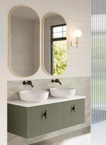Muebles Ezra badmeubel ribbelfront 120cm legergroen met wit toppaneel zonder waskom