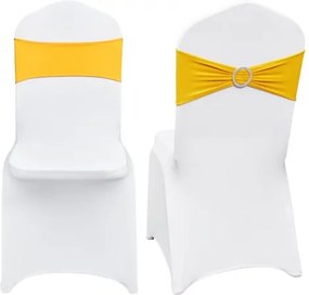 VEVOR Spandex stoelhoezen voor klapstoelen, universeel passende stoelhoes met stoelriemen, afneembare en wasbare hoezen, voor bruiloften, feesten en diners (30 stuks goud en wit)