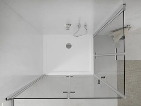 Mexen Lima Duo inklapbare douchecabine 80 x 70 cm, transparant, chroom + Flat douchebak - 856-080-070-01-02-4010