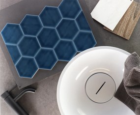 Hoogglans Handvorm Wandtegel 10.8x12.4 Cm Hexagon Princeton Topaz Blauw RBT56