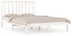vidaXL Bedframe massief grenenhout wit 150x200 cm 5FT King Size