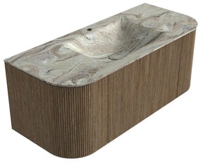 Mondiaz Kurve-dlux 110cm badmeubel ronding links/rechts dusk met 1 lade en 2 deuren en wastafel cloud midden 1 kraangat glace