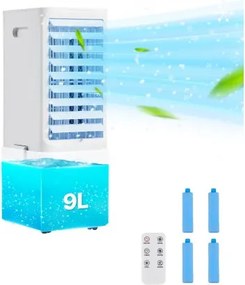 VEVOR Verdampingskoeler, 9 L, 15574 L/min, 3-in-1 draagbare airconditioner met 12-uurs timer en afstandsbediening, 3-traps luchtkoeler met 2 koelboxen, airconditioner, ideaal voor binnen- en buitengebruik