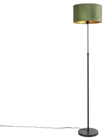 Vloerlamp zwart met velours kap groen met goud 35 cm - Parte Landelijk / Rustiek E27 cilinder / rond rond Binnenverlichting Lamp