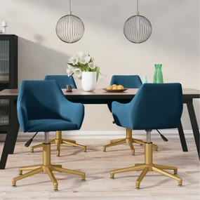 vidaXL Eetkamerstoelen draaibaar 4 st fluweel blauw