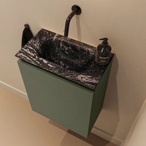 Mondiaz Ture DLux toiletmeubel 40cm army met wastafel lava midden zonder kraangat