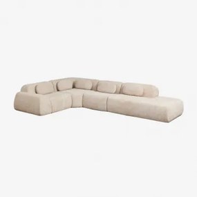Modulaire Hoekbank Van 4 Delen Met Rechter Divan In Vacuüm Verpakte Chenille Merida Chenille Dik Tapiocabeige - Sklum