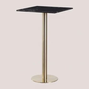 Hoge Vierkante Marmeren Bartafel (60x60 Cm) Cosmopolitan Zwart & Champagne Goud - Sklum