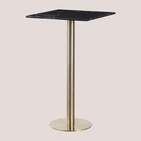 Vierkante Hoge Barkruktafel 60x60 Cm In Cosmopolitan Marmer Marmer Nero Marquina & Champagne Goud - Sklum