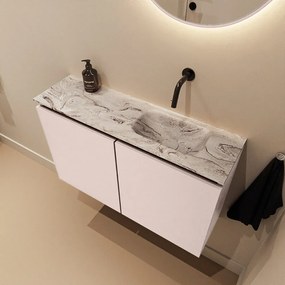 Mondiaz Ture DLux toiletmeubel 80cm rosee met wastafel glace rechts zonder kraangat