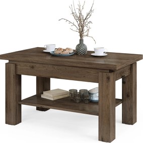BRAVO elegant noten – uitschuifbare en in hoogte verstelbare salontafel, tafel met plank