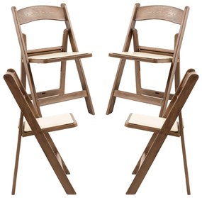 Pak 4 opvouwbare Gala stoelen met kussen met houteffect