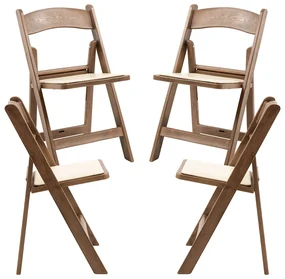 Pak 4 opvouwbare Gala stoelen met kussen met houteffect