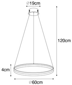 Design hanglamp goud 60 cm incl. LED 3-staps dimbaar - Anello Design rond Binnenverlichting Lamp