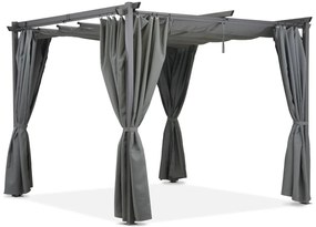 Antraciet terraspergola met gordijnen La Palma 3x3 Garden Point