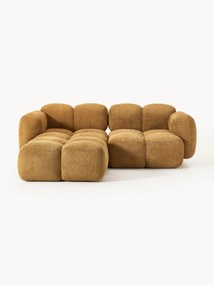Modulaire teddy bouclé bank Tayla (2-zits) met poef (links/rechts)