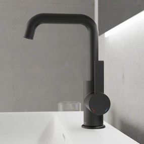 Schutte Los angeles wastafelkraan met draaibare uitloop zwart mat
