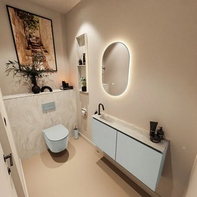 Mondiaz Ture DLux toiletmeubel 100cm greey met wastafel ostra links met kraangat