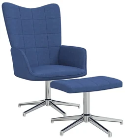 vidaXL Relaxstoel met voetenbank stof blauw