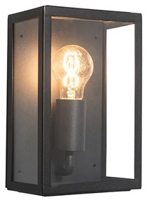 Industriële buiten wandlamp zwart met glas 25,5 cm IP44 - Rotterdam