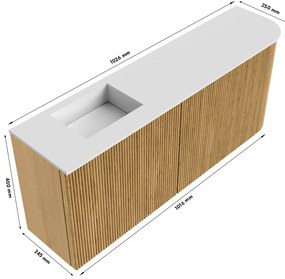 Mondiaz Joya DLux 100cm toiletmeubel ronding rechts oak met wastafel faye links zonder kraangat glace