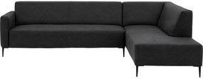 Goossens  Key West antraciet, micro leer, 3-zits, modern design met ligelement rechts