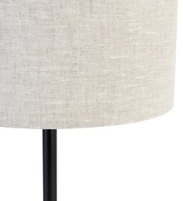 Moderne tafellamp zwart met boucle kap lichtgrijs 35 cm - Simplo Design E27 rond Binnenverlichting Lamp